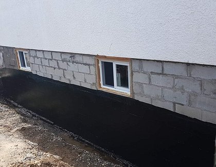 new foundation wall completly  rebuilt using 10inch concrete blocks